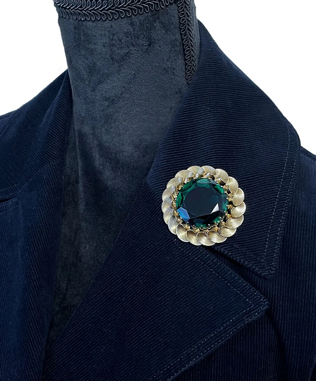 【USA輸入】ヴィンテージ エメラルドグリーン ビジュー ブローチ/Vintage Emerald Bijou Brooch