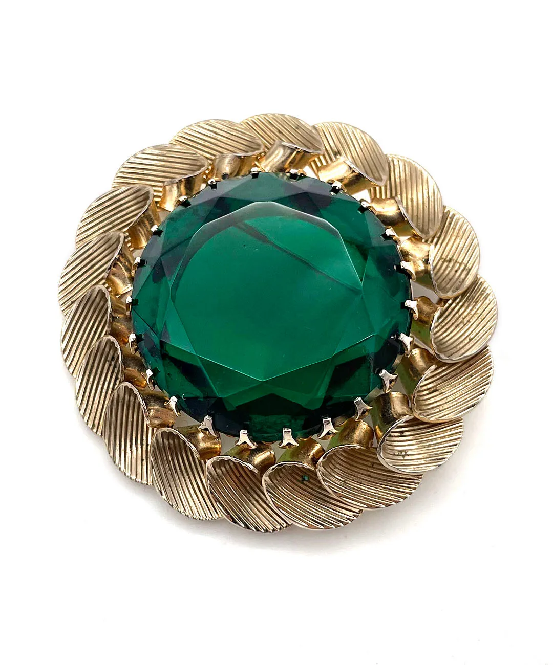 【USA輸入】ヴィンテージ エメラルドグリーン ビジュー ブローチ/Vintage Emerald Bijou Brooch