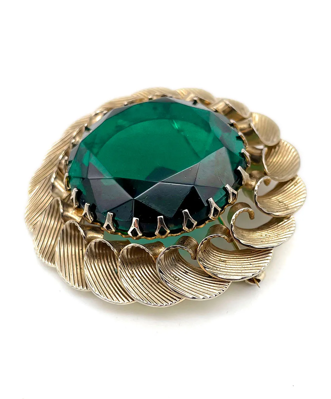 【USA輸入】ヴィンテージ エメラルドグリーン ビジュー ブローチ/Vintage Emerald Bijou Brooch