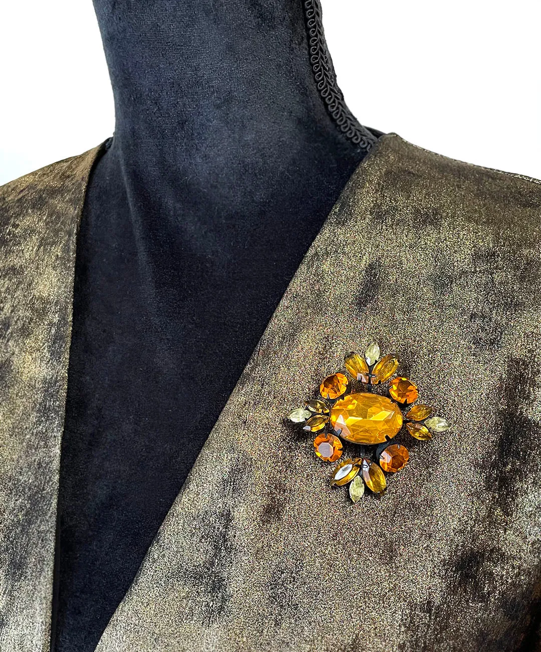 【USA輸入】ヴィンテージ オレンジ ブラック ビジュー ブローチ/Vintage Orange Black Bijou Brooch