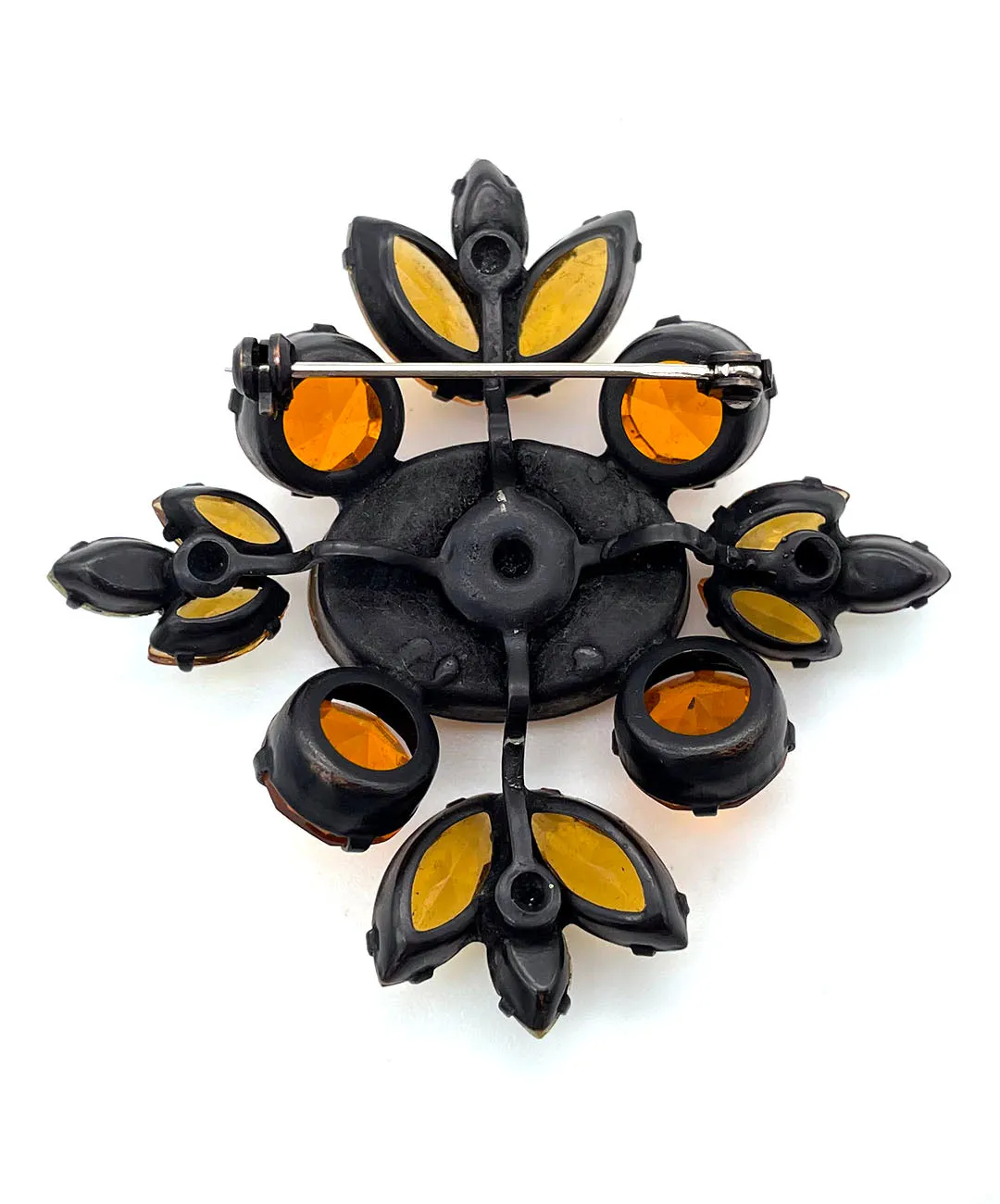 【USA輸入】ヴィンテージ オレンジ ブラック ビジュー ブローチ/Vintage Orange Black Bijou Brooch