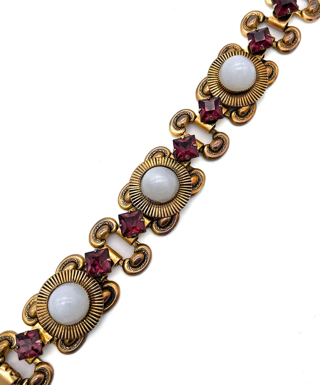 【USA輸入】ヴィンテージ  カボション バーガンディ ブレスレット/Vintage Cabochon Burgundy Bracelet