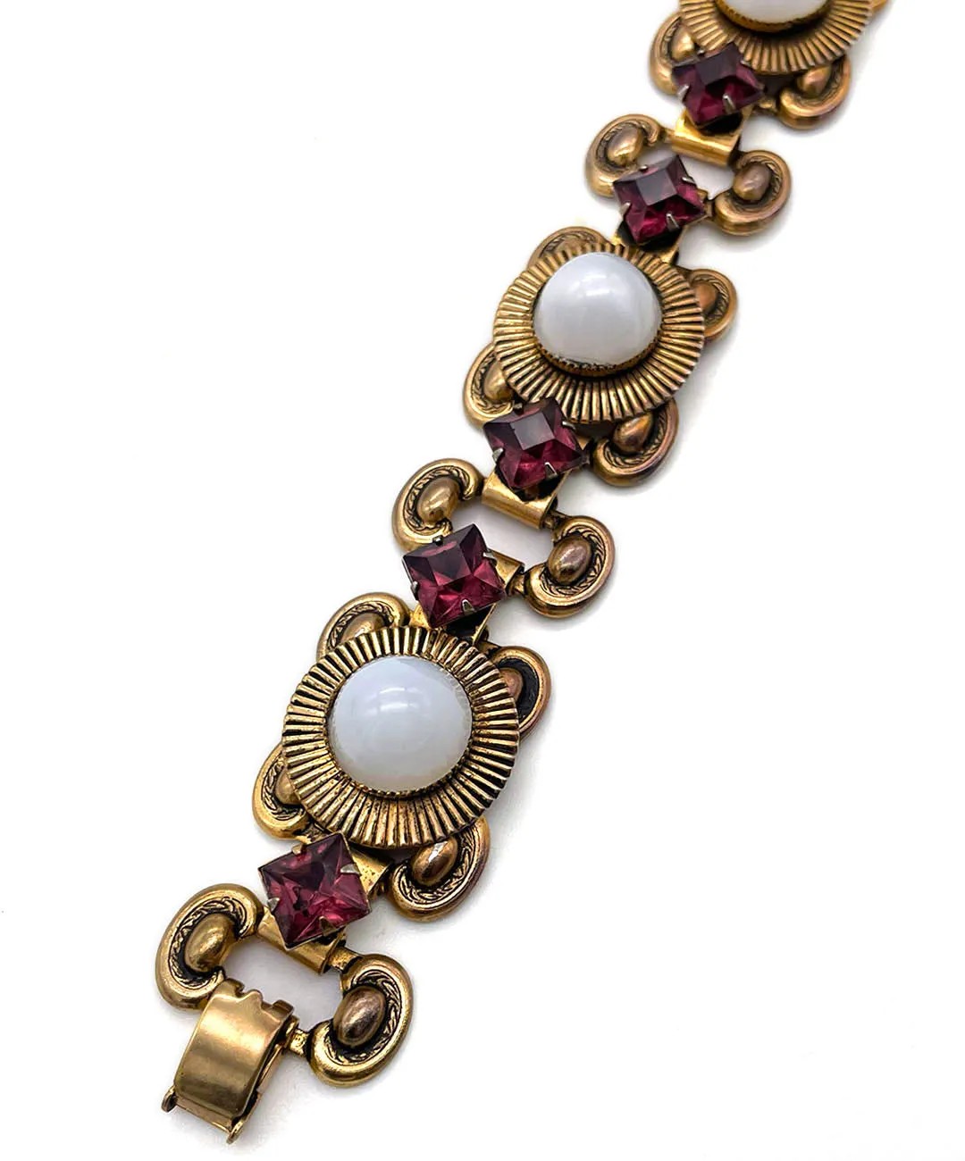 【USA輸入】ヴィンテージ  カボション バーガンディ ブレスレット/Vintage Cabochon Burgundy Bracelet