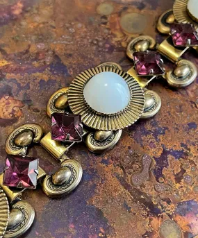 【USA輸入】ヴィンテージ  カボション バーガンディ ブレスレット/Vintage Cabochon Burgundy Bracelet