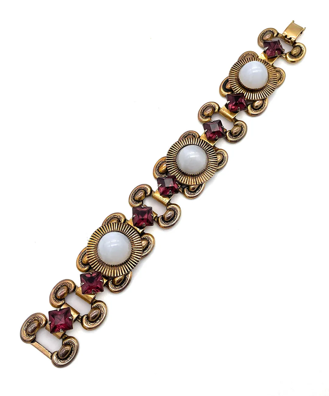 【USA輸入】ヴィンテージ  カボション バーガンディ ブレスレット/Vintage Cabochon Burgundy Bracelet