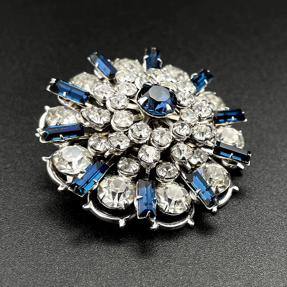 【USA輸入】ヴィンテージ クリア サファイアブルー ビジュー ブローチ/Vintage Clear Sapphire Bijou Brooch