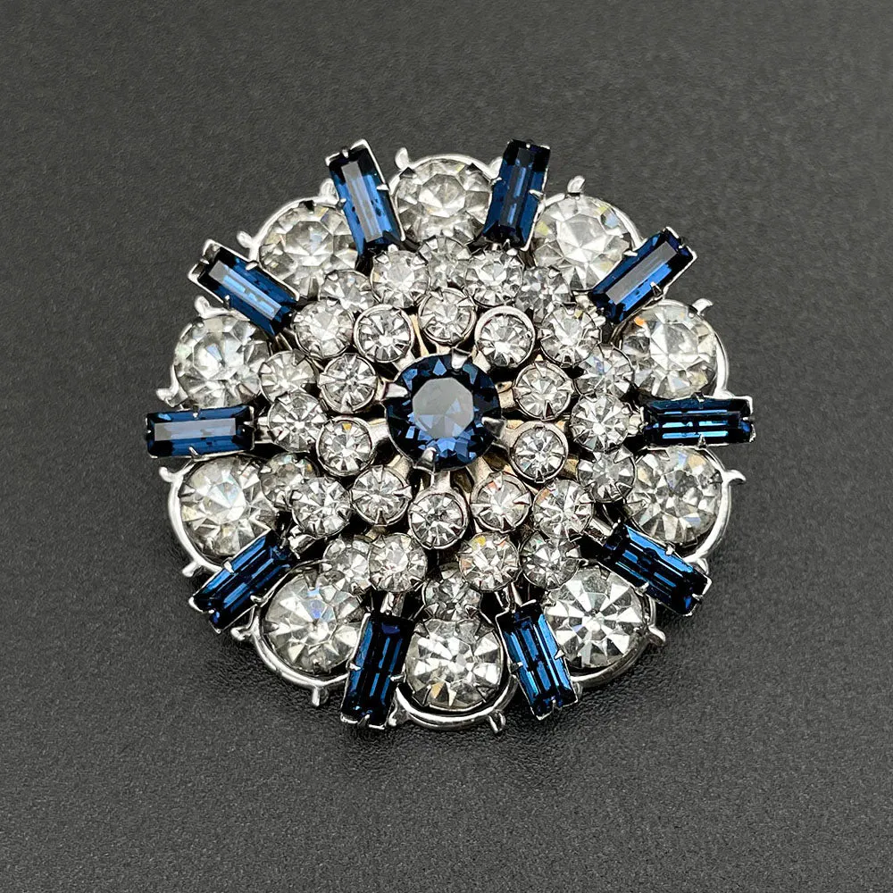 【USA輸入】ヴィンテージ クリア サファイアブルー ビジュー ブローチ/Vintage Clear Sapphire Bijou Brooch