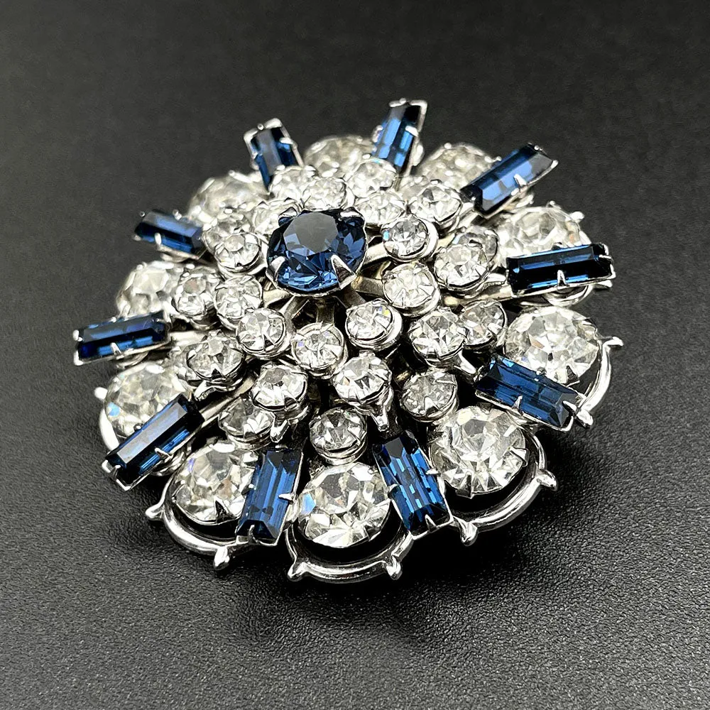 【USA輸入】ヴィンテージ クリア サファイアブルー ビジュー ブローチ/Vintage Clear Sapphire Bijou Brooch