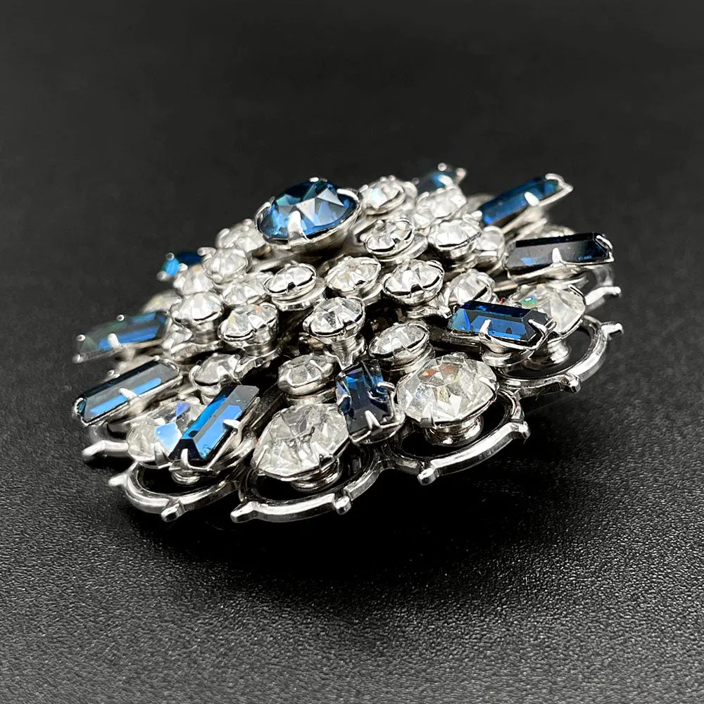 【USA輸入】ヴィンテージ クリア サファイアブルー ビジュー ブローチ/Vintage Clear Sapphire Bijou Brooch