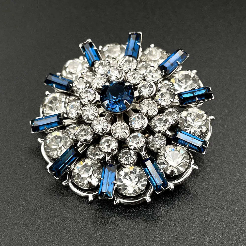 【USA輸入】ヴィンテージ クリア サファイアブルー ビジュー ブローチ/Vintage Clear Sapphire Bijou Brooch