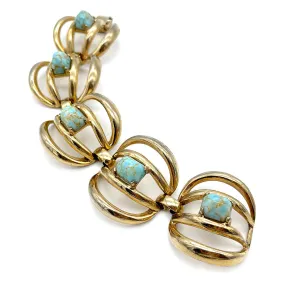 【USA輸入】ヴィンテージ ターコイズ ガラスストーン ブレスレット/Vintage Turquoise Glass Stones Bracelet