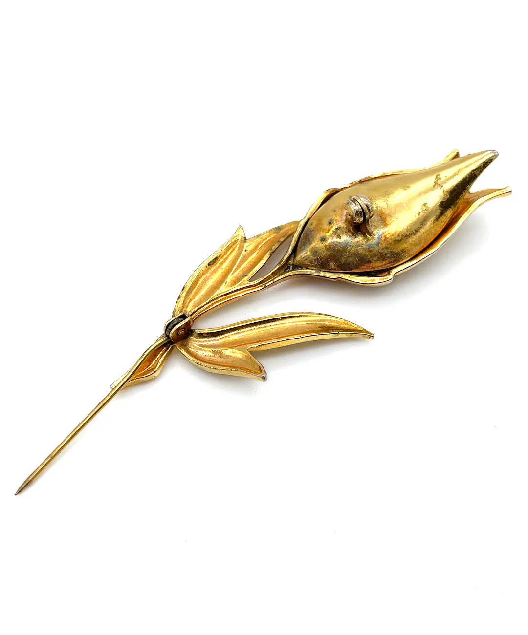 【USA輸入】ヴィンテージ ダマシン チューリップ ブローチ/Vintage Damascene Tulip Brooch