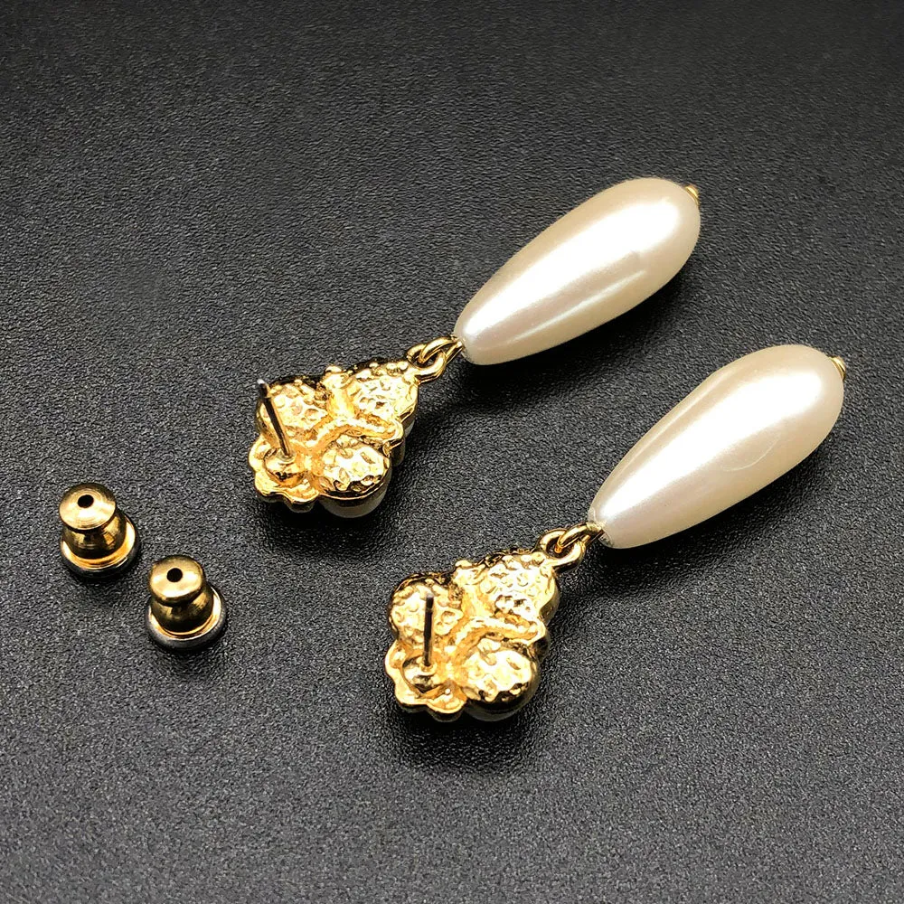 【USA輸入】ヴィンテージ パール ティアドロップ ピアス/Vintage Pearl Tear drop Post Earrings