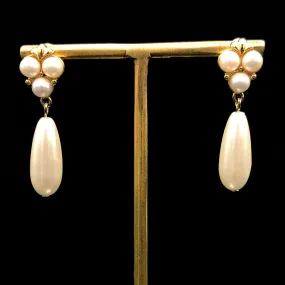 【USA輸入】ヴィンテージ パール ティアドロップ ピアス/Vintage Pearl Tear drop Post Earrings