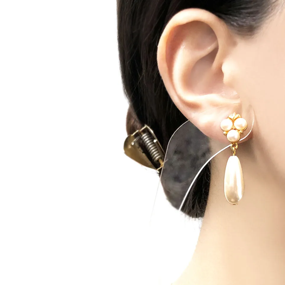 【USA輸入】ヴィンテージ パール ティアドロップ ピアス/Vintage Pearl Tear drop Post Earrings