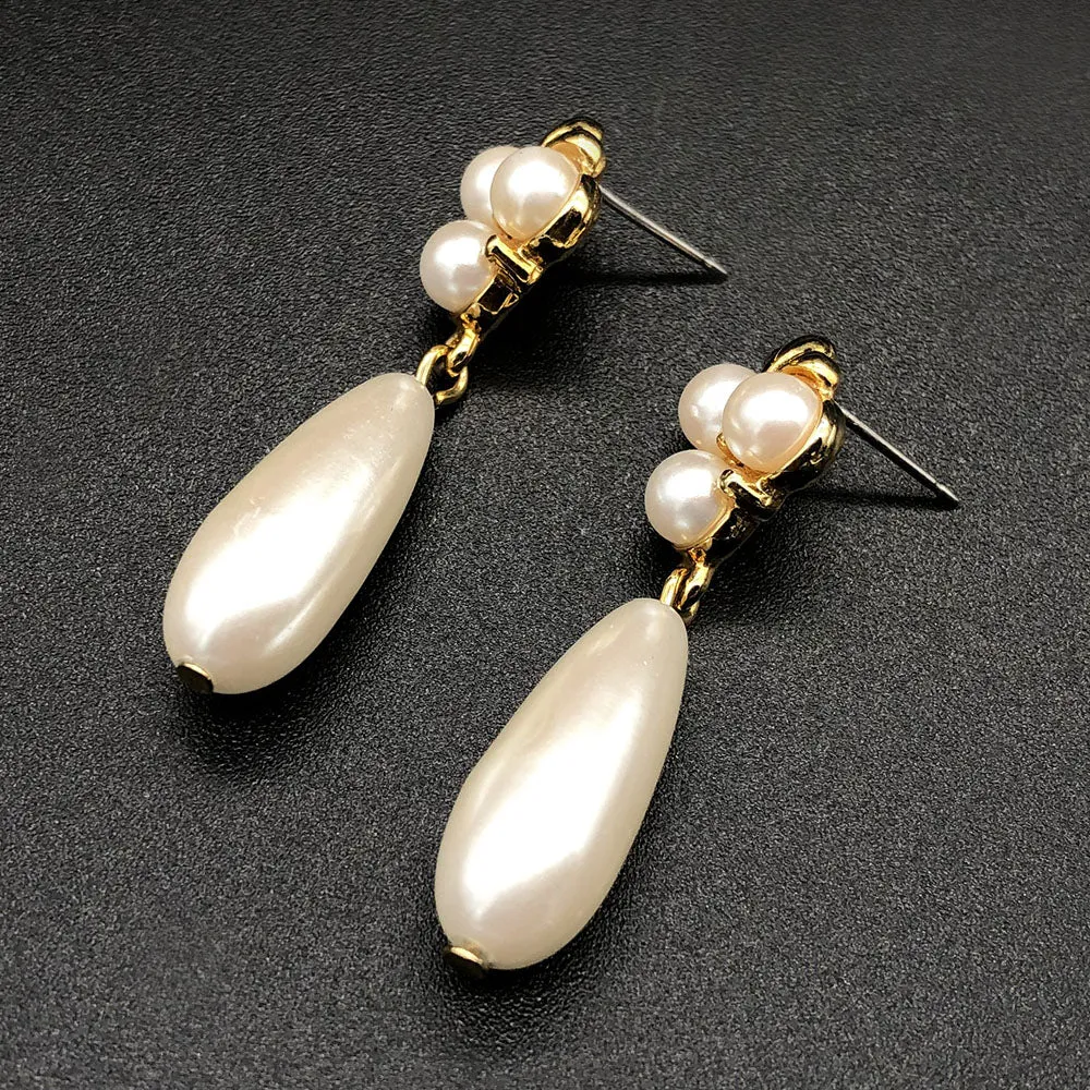 【USA輸入】ヴィンテージ パール ティアドロップ ピアス/Vintage Pearl Tear drop Post Earrings