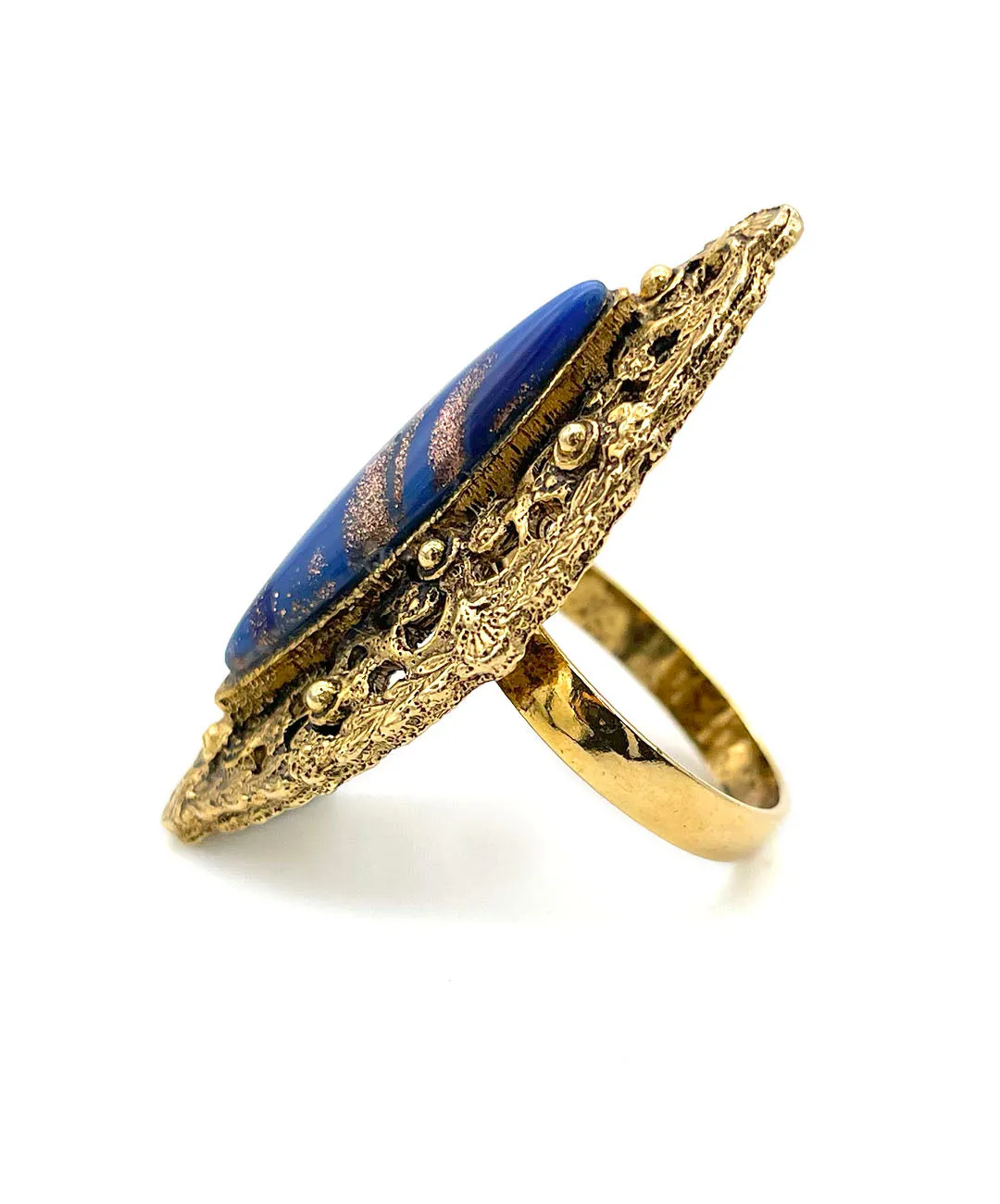 【USA輸入】ヴィンテージ ブルー ルーサイト オープンワーク リング/Vintage Blue Lucite Openwork Ring