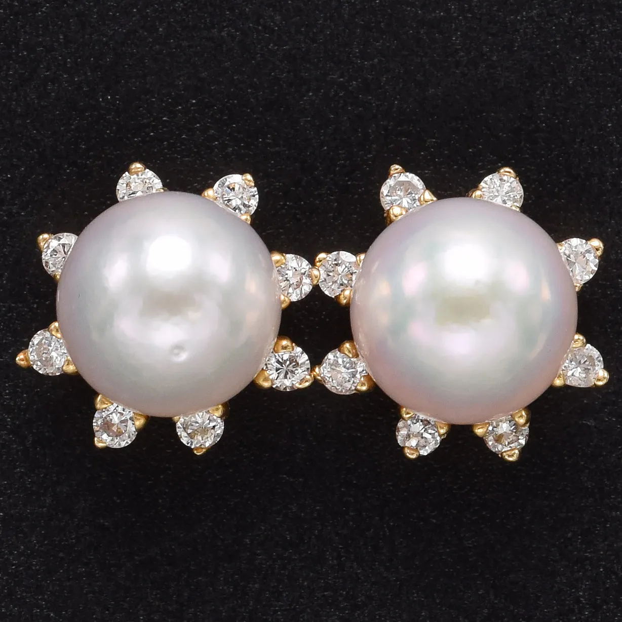 Vintage 14K Gold Sea Pearl & Diamond Ear Jacket Stud Earrings 2.9 Grams