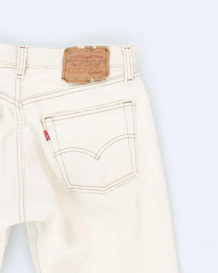 Vintage 90s Levi's 501 Distressed Cream Jeans - W30 L30