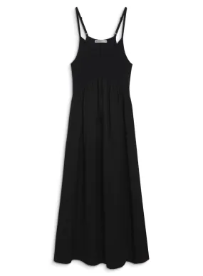 Viscose Satin Mixed Media Cami Dress in Black