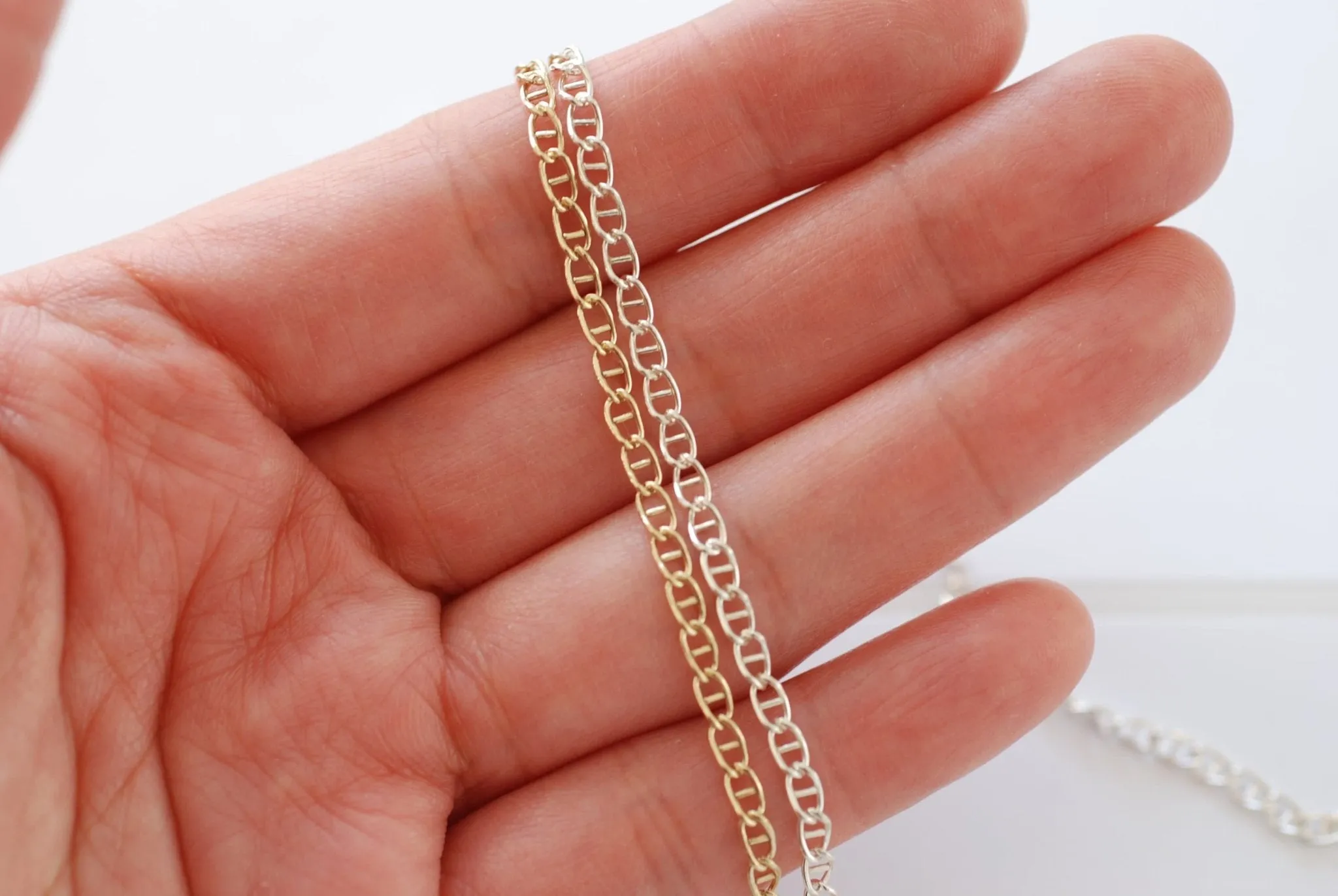 Wholesale Gold Filled Mariner Anchor Chain l Gold Filled or Sterling Silver 2.5mm 3.2mm Anchor Cable Chain l Permanent Jewelry