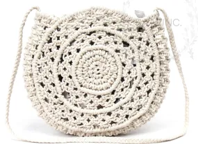 Women Natural Cord Round Macrame Sling Bag