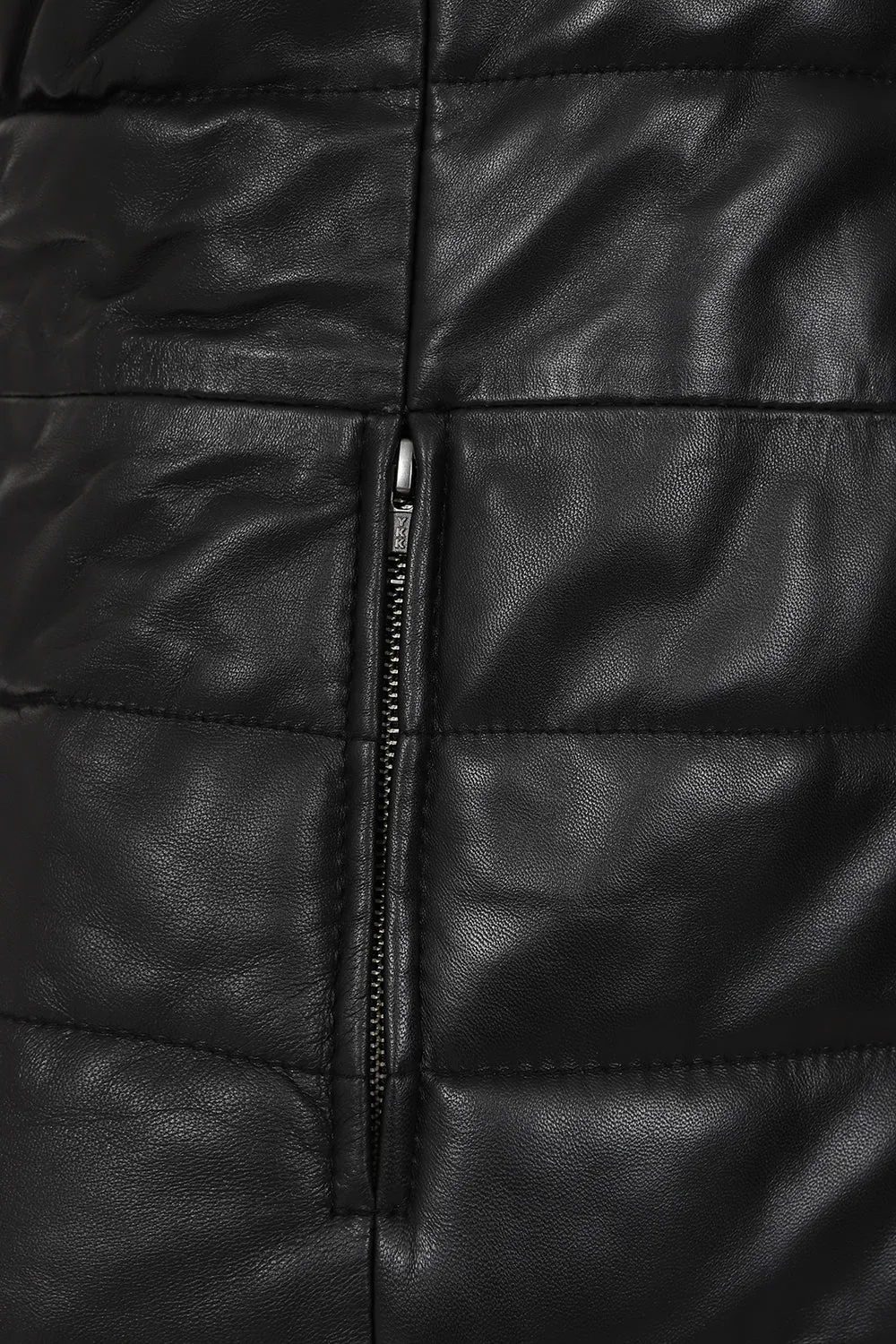 Women's Black Quilted Leather Gilet - SAMANTHA