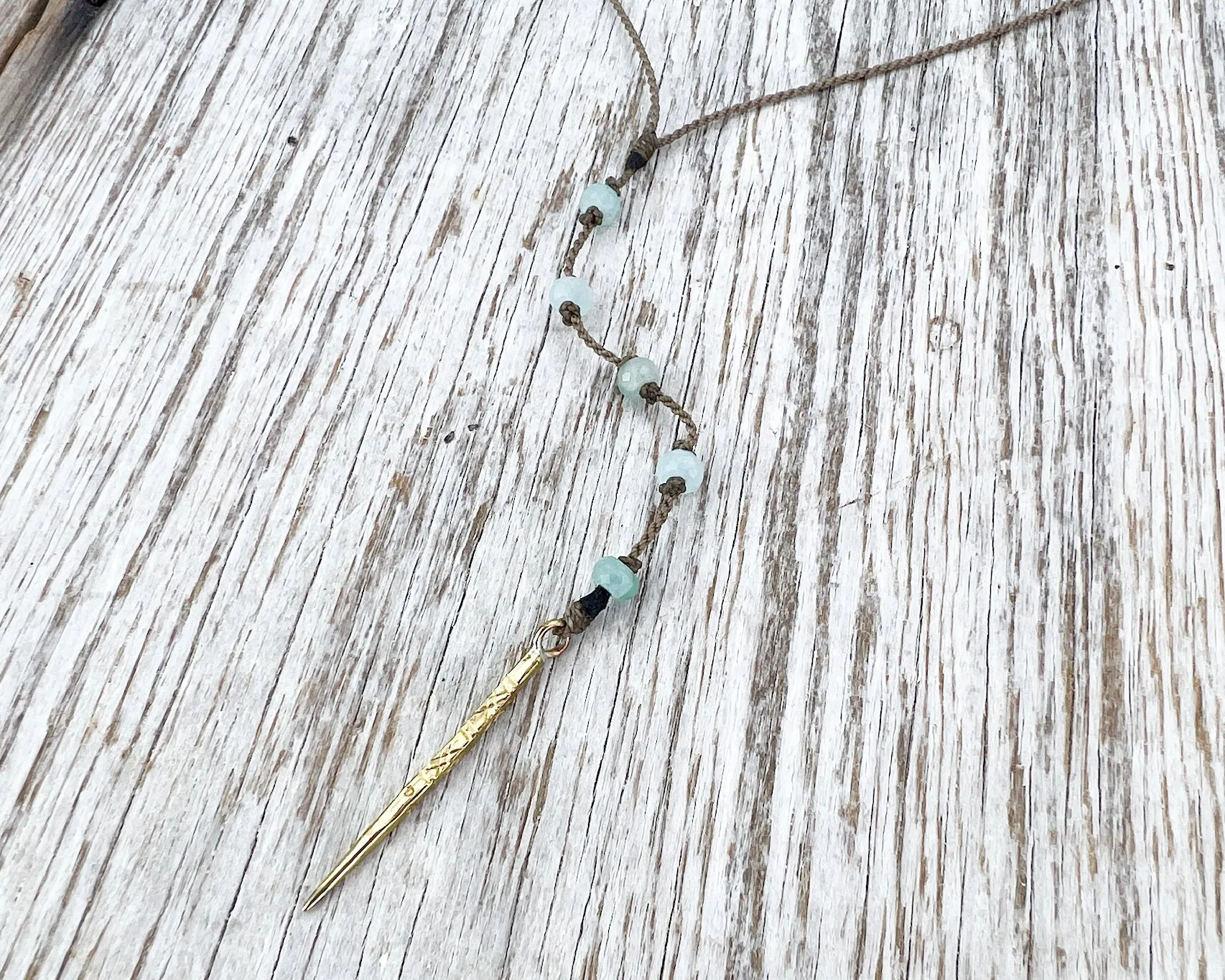 Y Necklace Petite-1072-Amazonite Faceted Rondelle