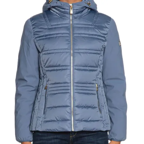 Yes Zee Girl's hooded down jacket with fake vest 3006 M8JJ 0633 light blue