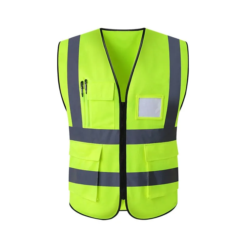 YSK VEST1: High Visibility Zipper Front Safety Vest With Reflective Strips