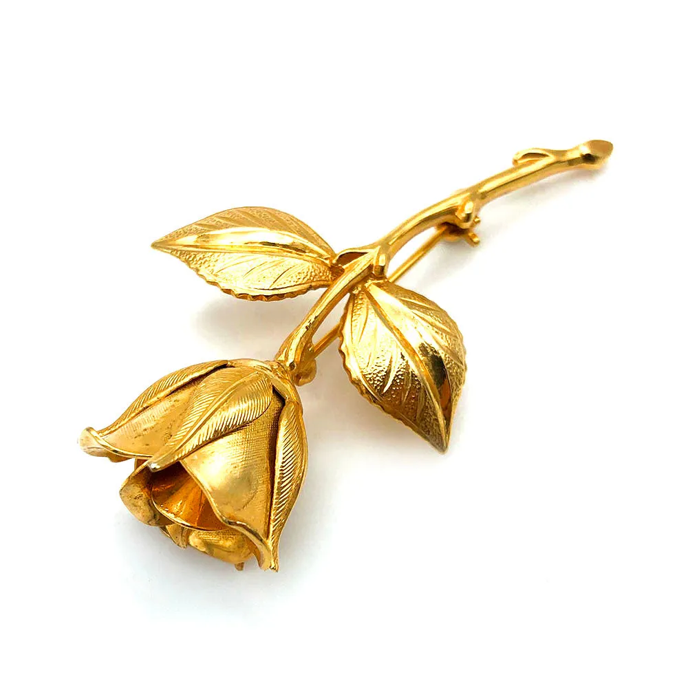 【カナダ輸入】 ヴィンテージ ゴールデン ローズ ブローチ/Vintage Golden Rose Brooch