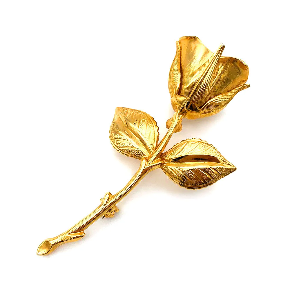 【カナダ輸入】 ヴィンテージ ゴールデン ローズ ブローチ/Vintage Golden Rose Brooch