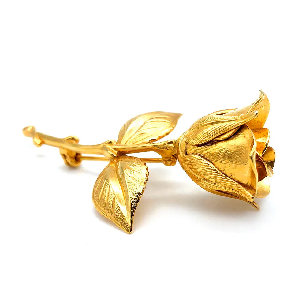 【カナダ輸入】 ヴィンテージ ゴールデン ローズ ブローチ/Vintage Golden Rose Brooch