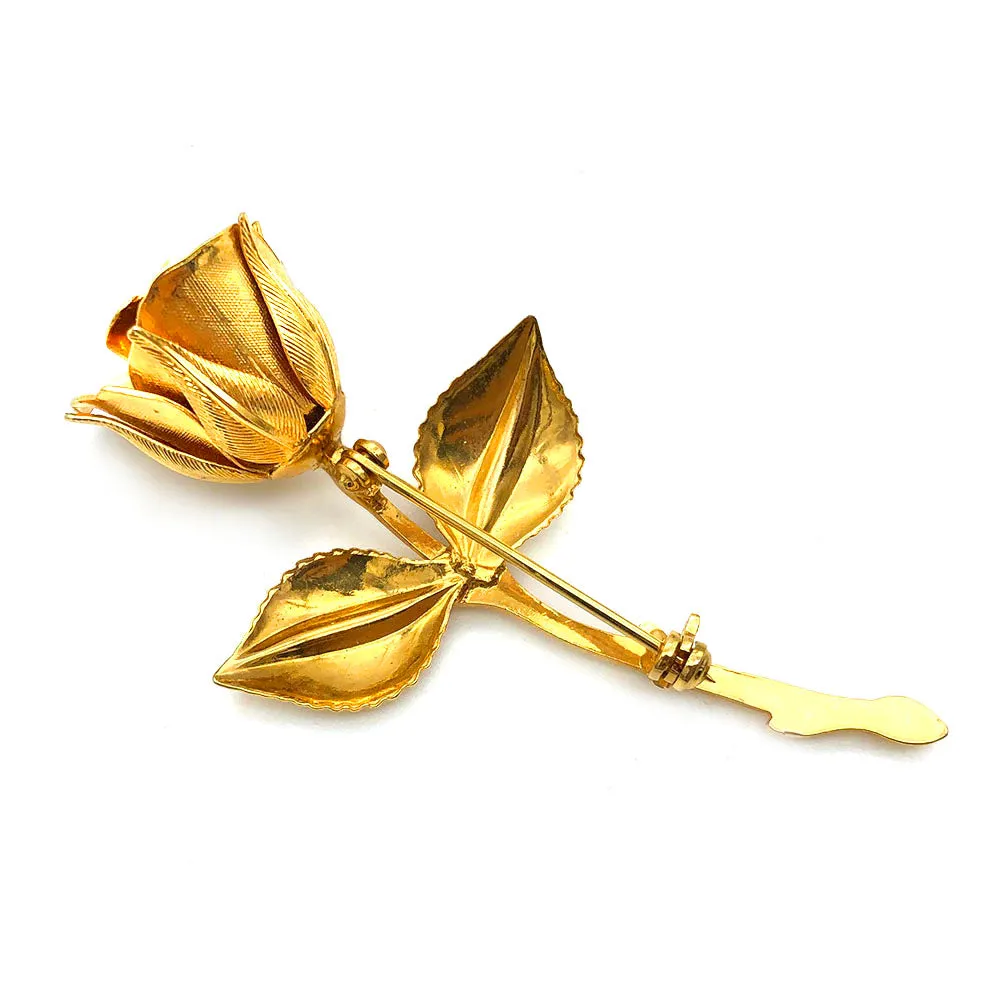 【カナダ輸入】 ヴィンテージ ゴールデン ローズ ブローチ/Vintage Golden Rose Brooch