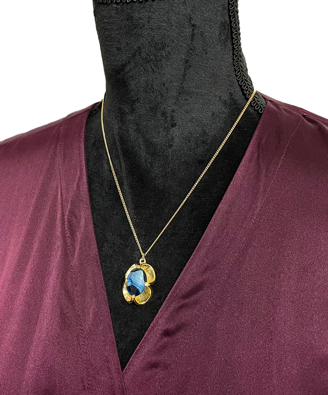 【フランス輸入】ヴィンテージ SPHINX ブルー マーブル ネックレス/Vintage SPHINX Blue Marble Necklace